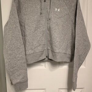 Under Armour Heather Gray Full-Zip Cropped Hoodie